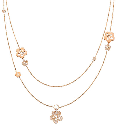 Harrods Boodles Rose Gold and Diamond Blossom Classic Long Necklace- Buy online at McGrocer