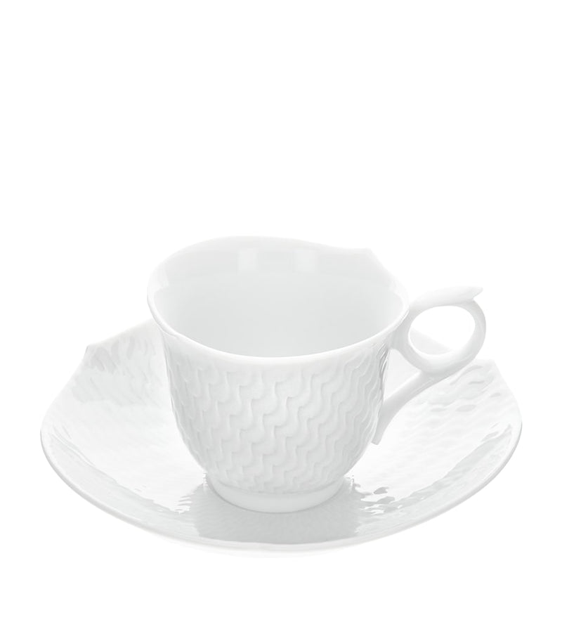 Meissen Waves Relief porcelain espresso cup and saucer, UK version