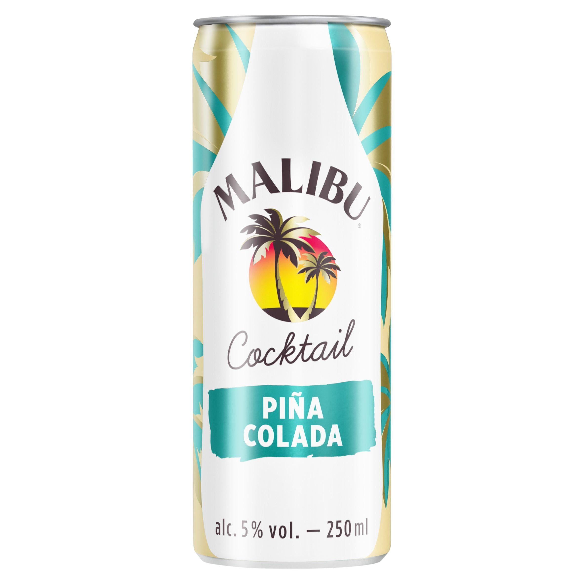 Malibu Piña Colada Pre-Mixed Can 250ml Absolut Beefeater Malfy & Malibu Sainsburys   