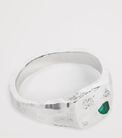 The Ouze Sterling Silber und Smaragd Streu Siegelring
