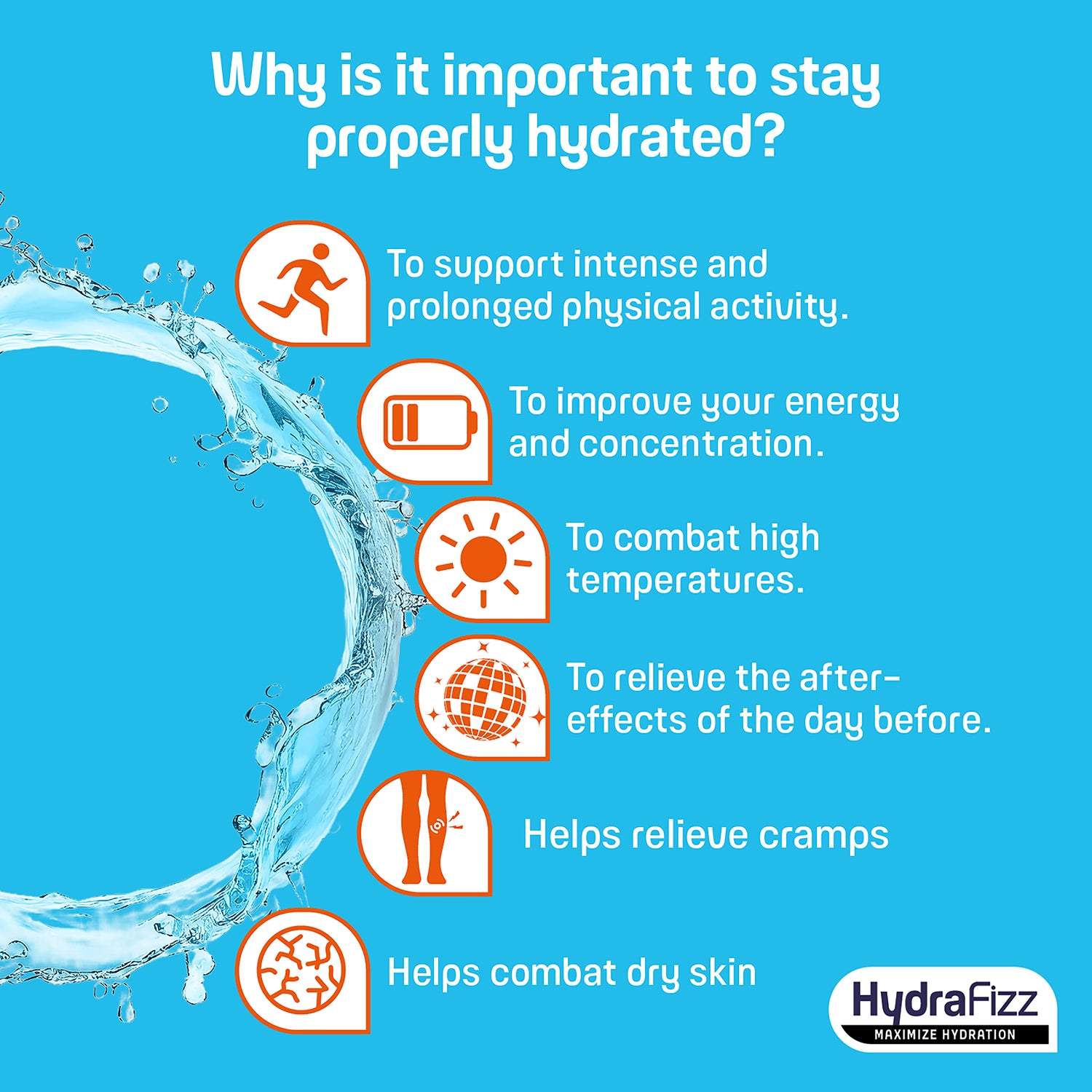Hydrafizz effervescent supplement orange flavoured, UK version