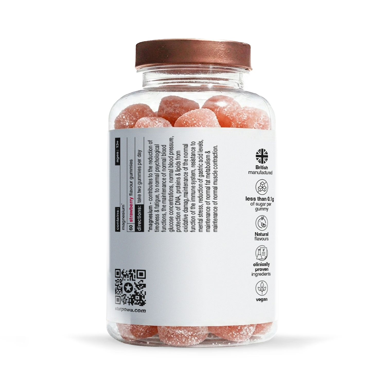 Starpowa magnesium gummies Super Strength Strawberry 60 count, UK version