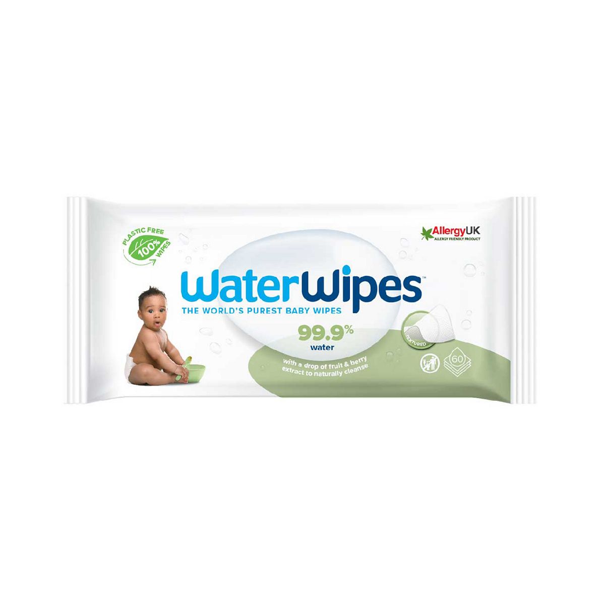 WaterWipes Original Plastic Free Baby Wipes Single Pack Textured (60 wipes) GOODS Boots   