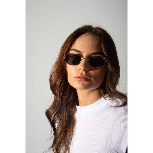 SVNX retro round sunglasses gold green lens - British product