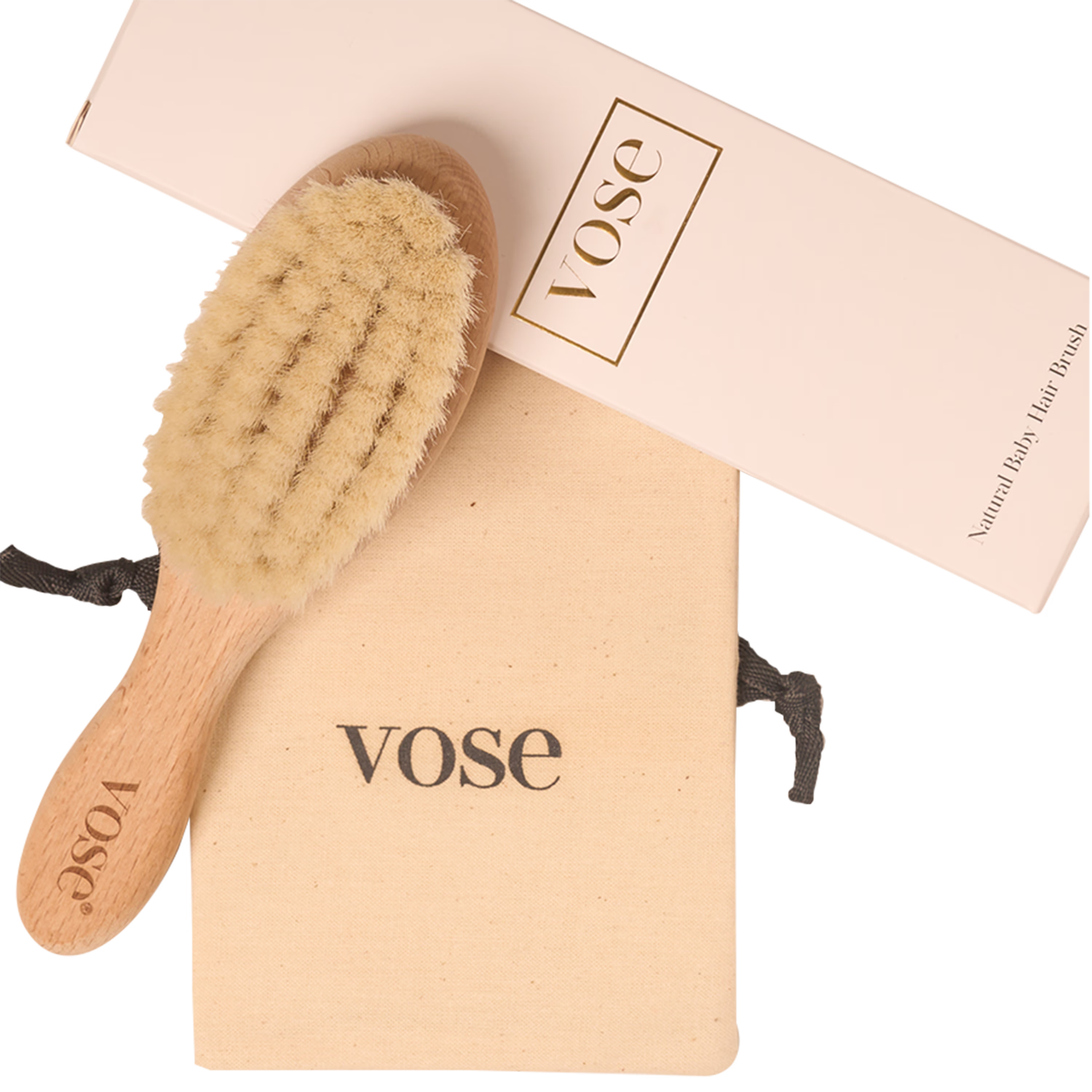 Baby brush with 100% goat hair bristles and wooden handle, UK version