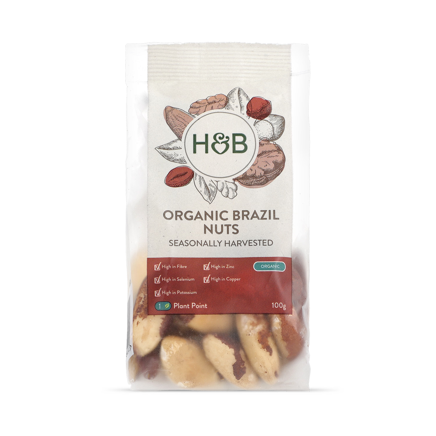 Holland & Barrett Organic Brazil Nuts 100g - British product