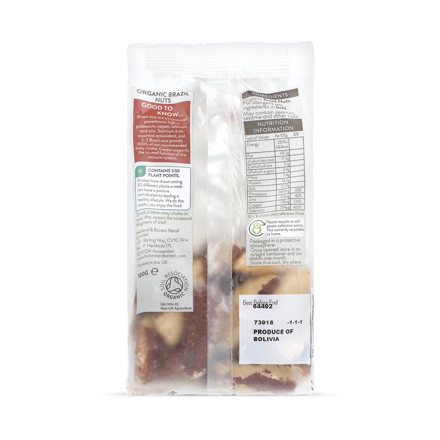 Holland & Barrett Organic Brazil Nuts 100g - British product