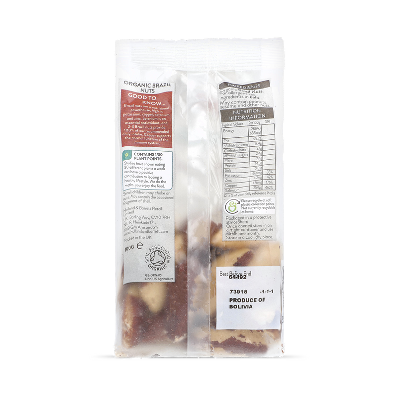 Holland & Barrett Organic Brazil Nuts 100g - British product