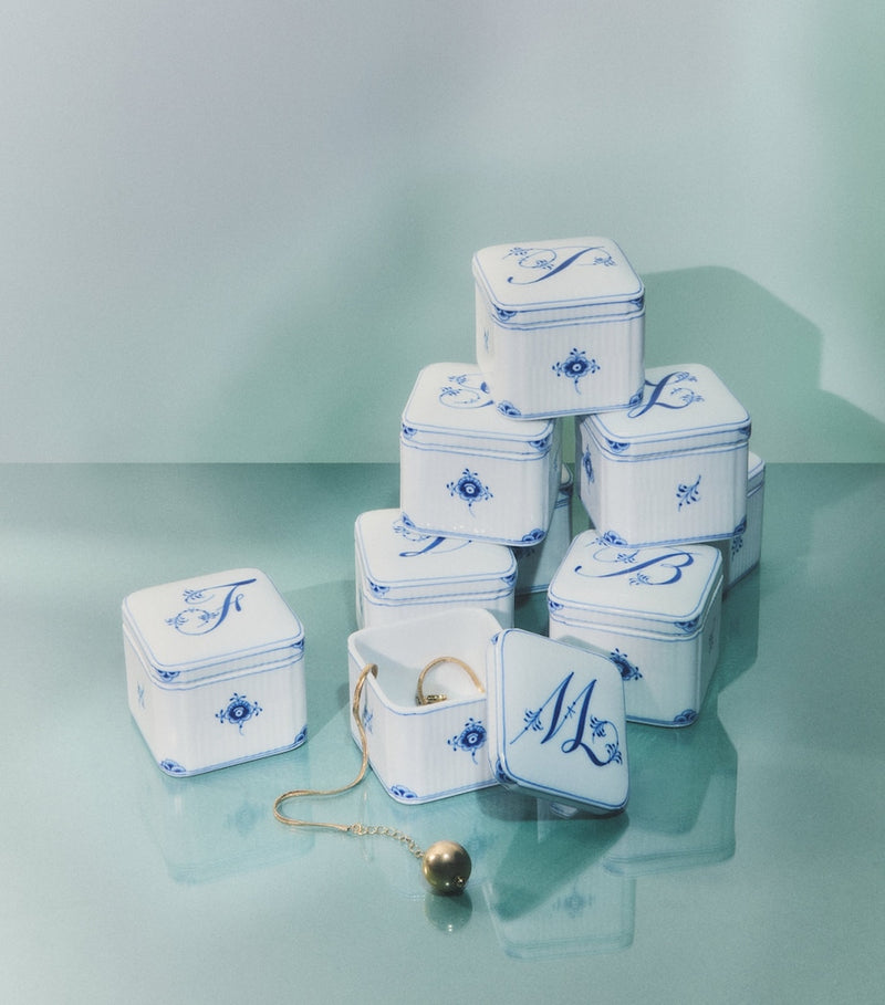 Royal Copenhagen Alphabet bonbonniere hand-painted porcelain, UK version