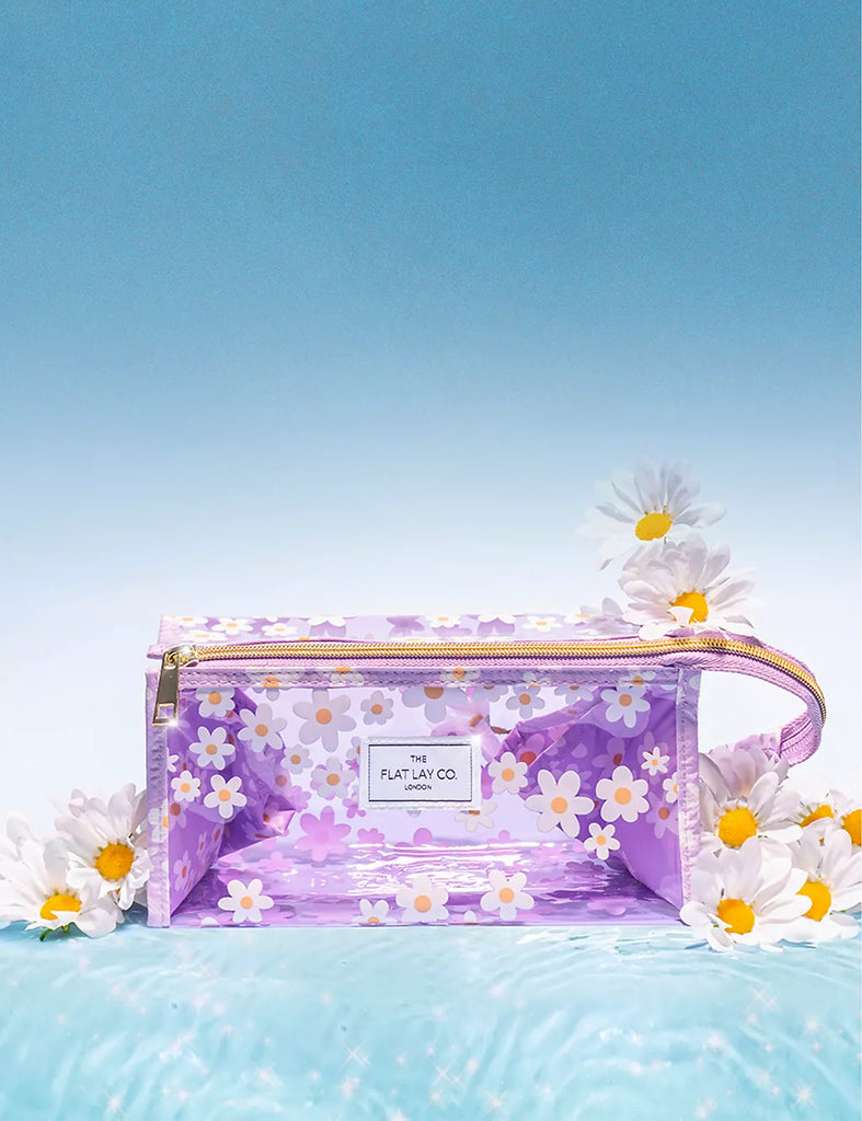 The Flat Lay Co. Makeup Jelly Box Bag in Lilac Daisy