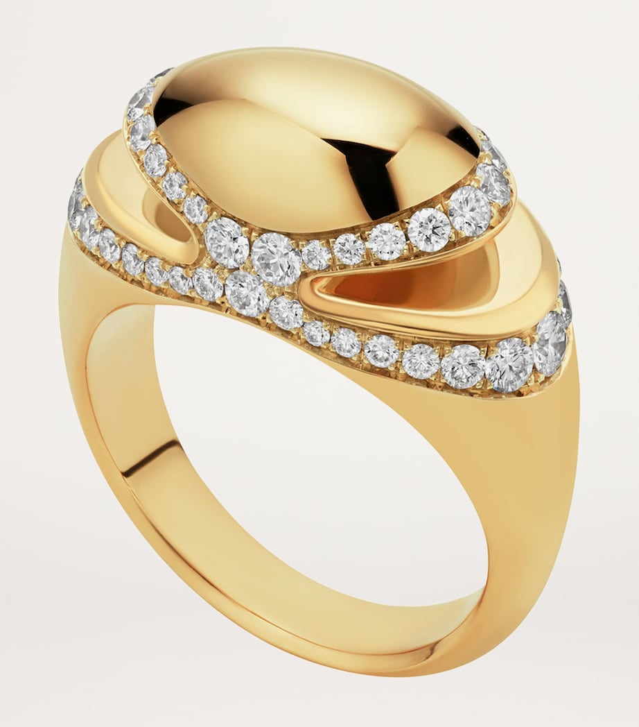 Bvlgari Cabochon yellow gold diamond ring (British brand)