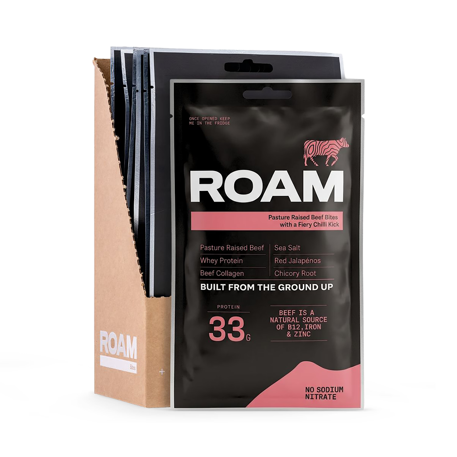 ROAM Jalapeno Chilli beef bites 6x70g, imported from the UK