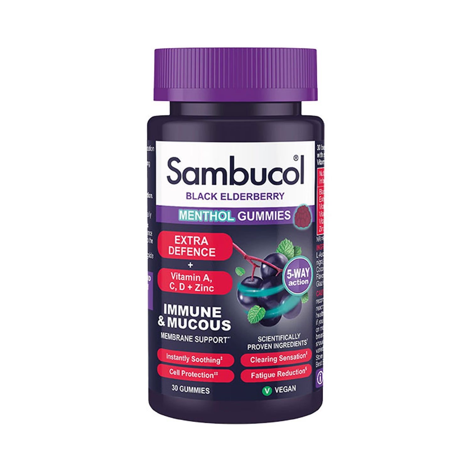 Sambucol Extra Defence Menthol gummies 30, UK version