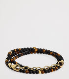 Nialaya gold-plated tiger eye and onyx beaded bracelet, UK version