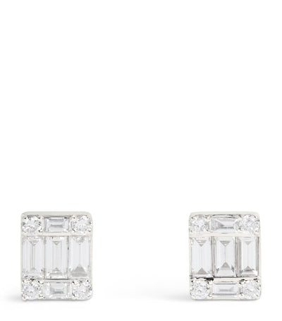 Harrods Harrods White Gold and Diamond Stud Earrings (0.70ctw)- Buy online at McGrocer
