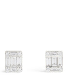Harrods white gold emerald cut diamond stud earrings 0.70ctw, UK version