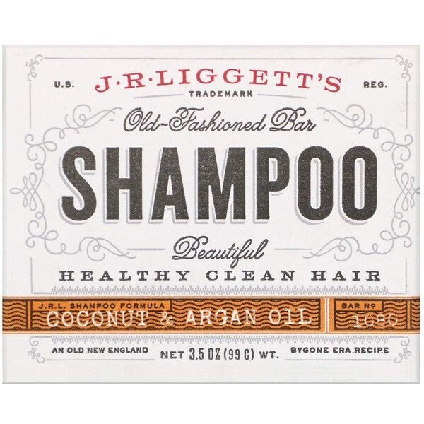 J.R. Liggett's shampoo bar Virgin Coconut & Argan 99g, imported from the UK