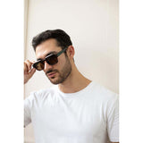 SVNX Angular Wayfarer sunglasses in brown with green arms (British brand)