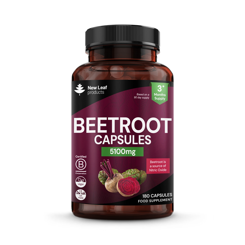 New Leaf Beetroot Capsules with Black Pepper, imported from the UK