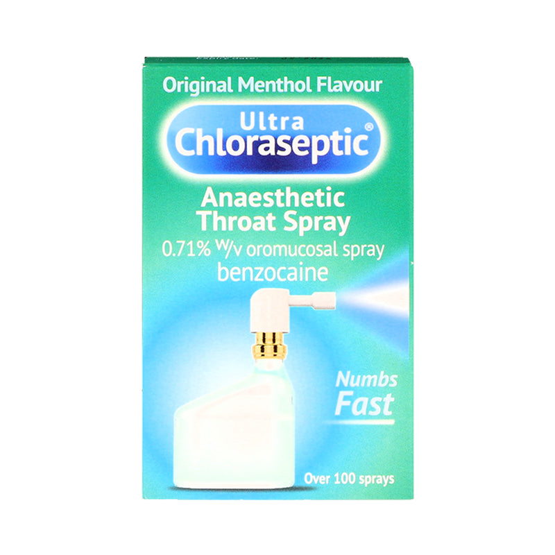 Ultra Chloraseptic anaesthetic throat spray original menthol, UK version