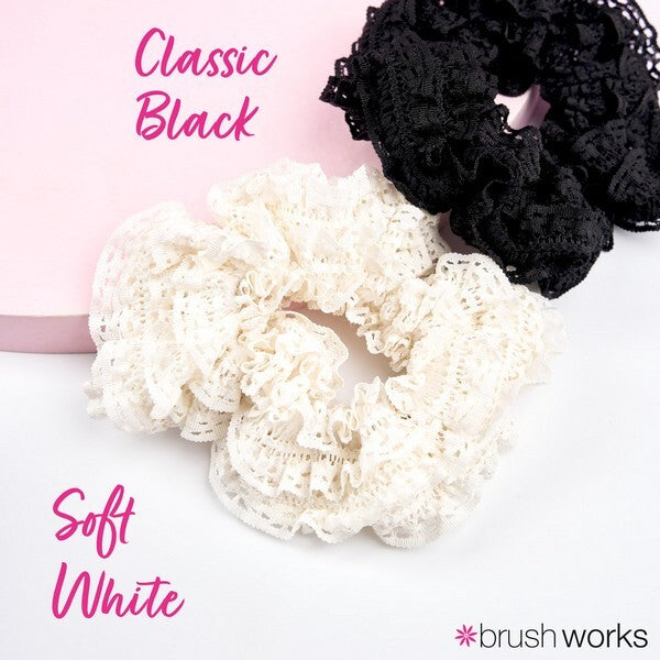 Brushworks lace scrunchies black and white 2 pack - British product