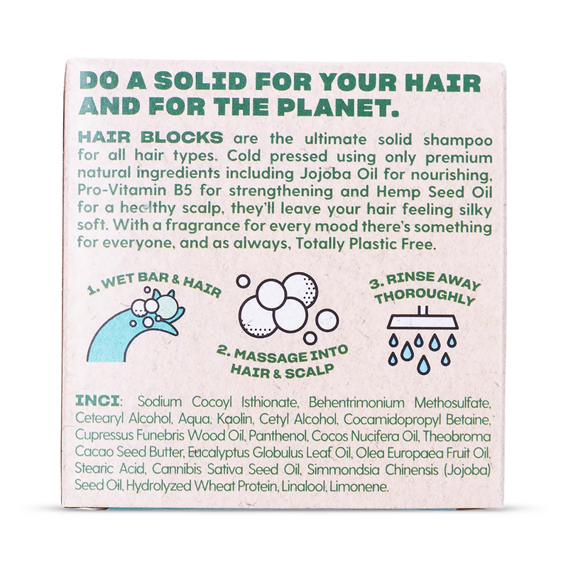 Hair Blocks solid shampoo bar cedarwood eucalyptus (British brand)