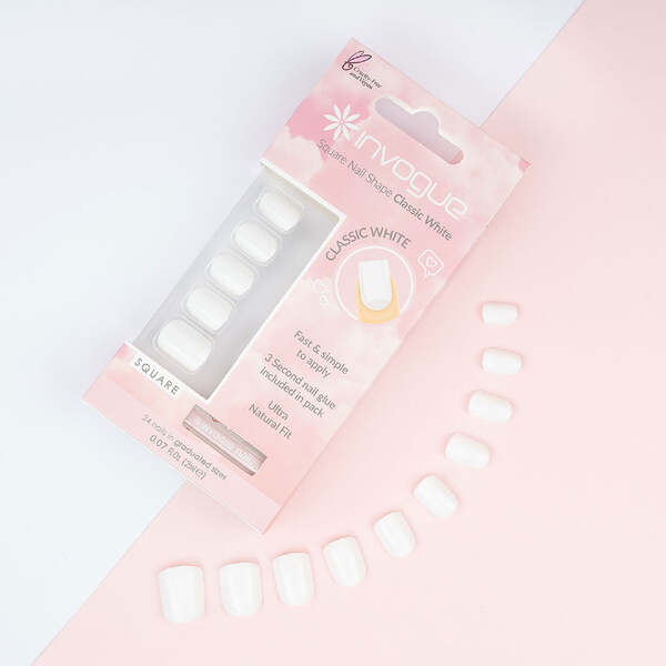 Invogue white square nails 24 pieces - British product