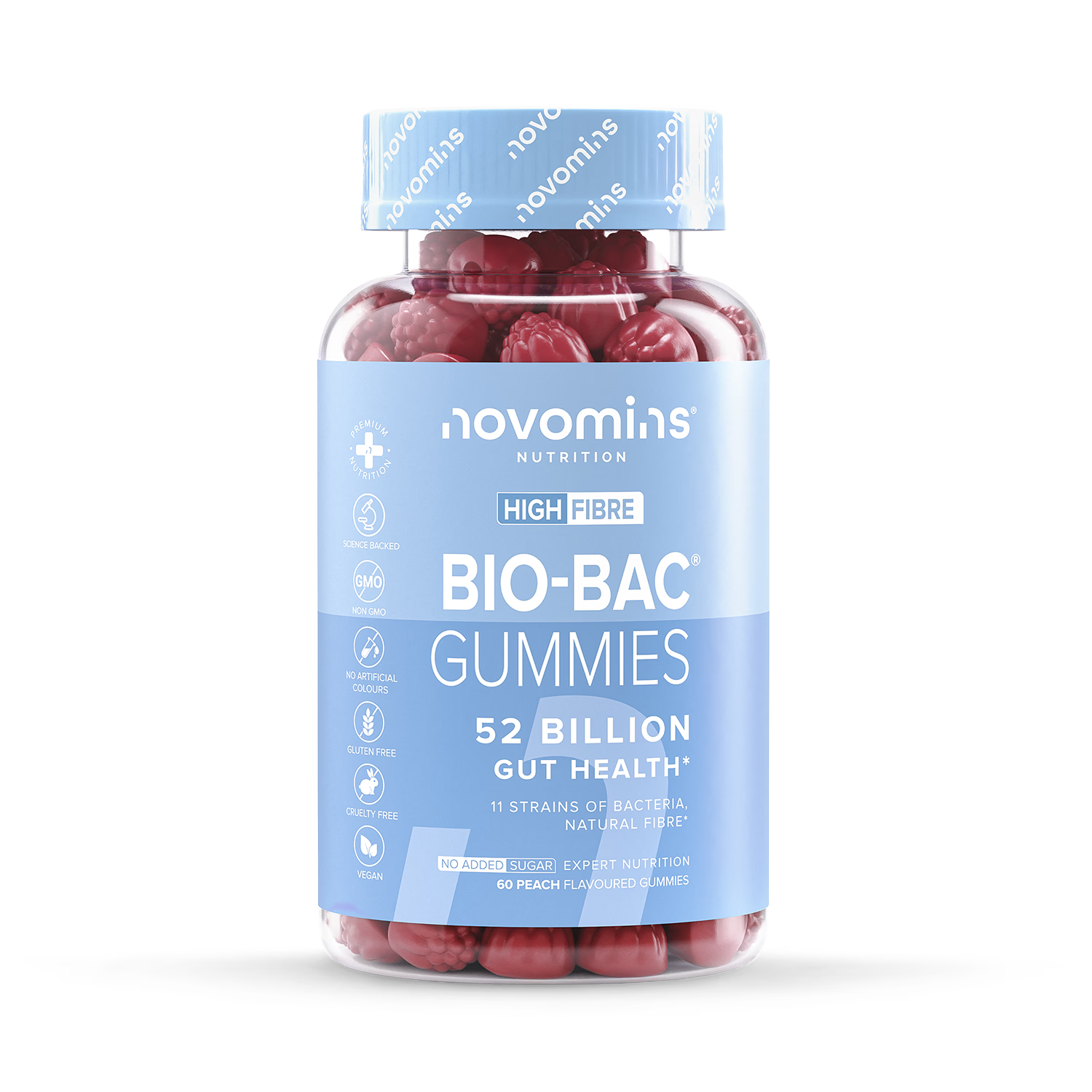 Novomins Bio-Bac peach gummies 60 pieces, imported from the UK