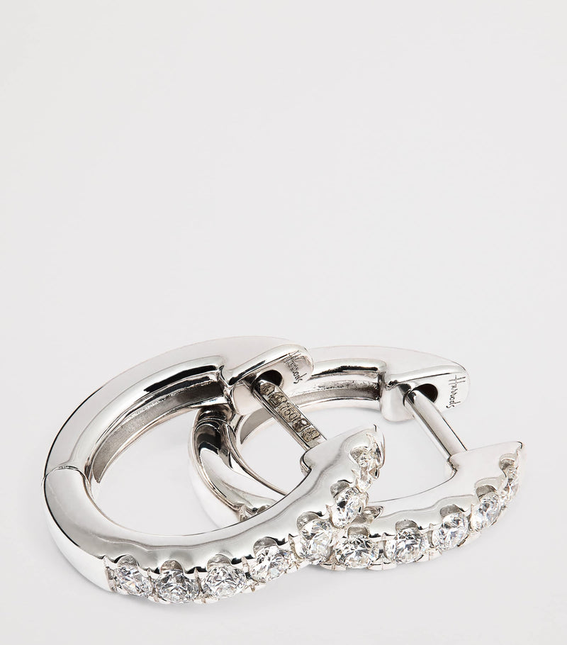 Harrods white gold diamond huggie earrings 0.20ctw, imported from the UK