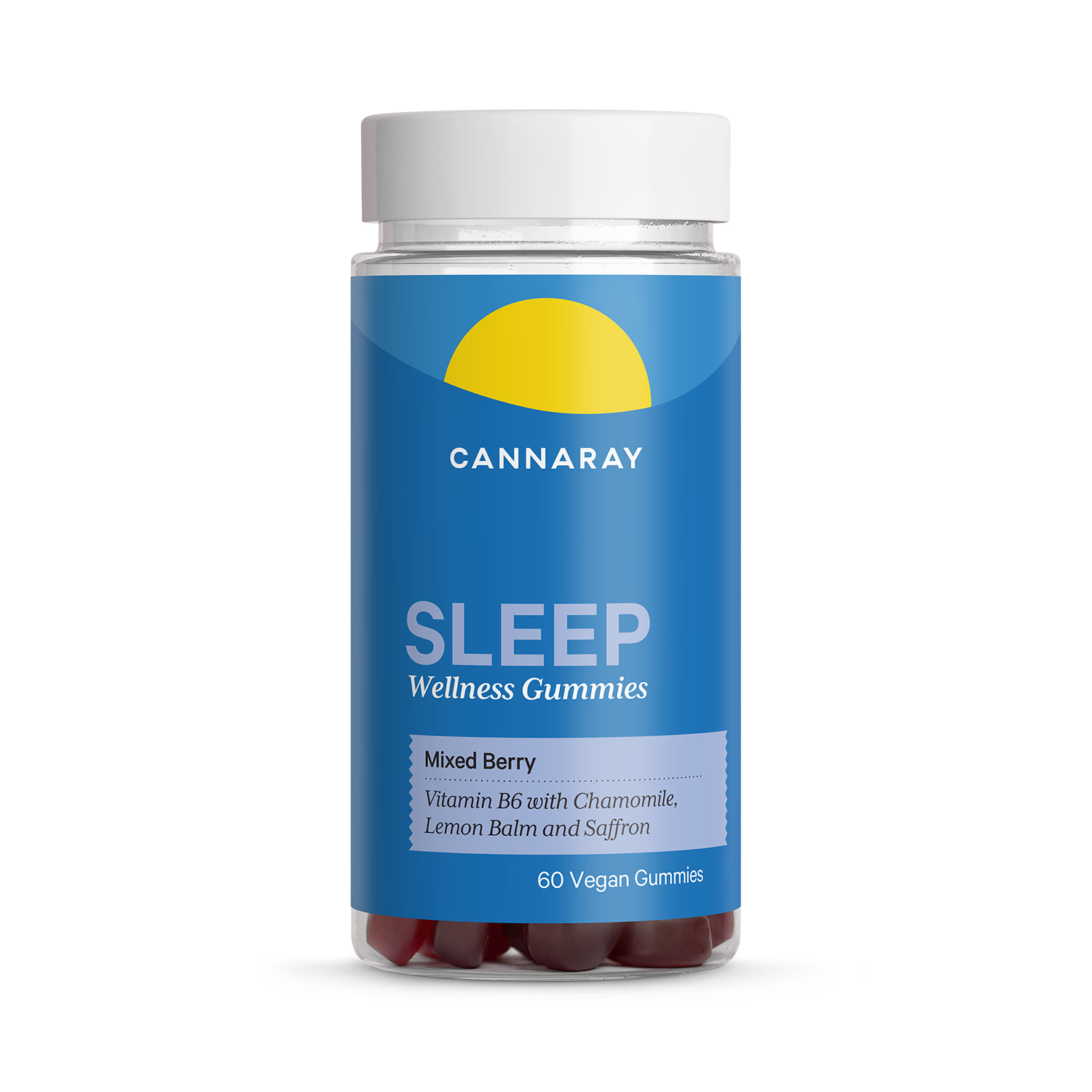 Cannaray Sleep Gummies Mixed Berry Flavour 60 Gummies, UK version