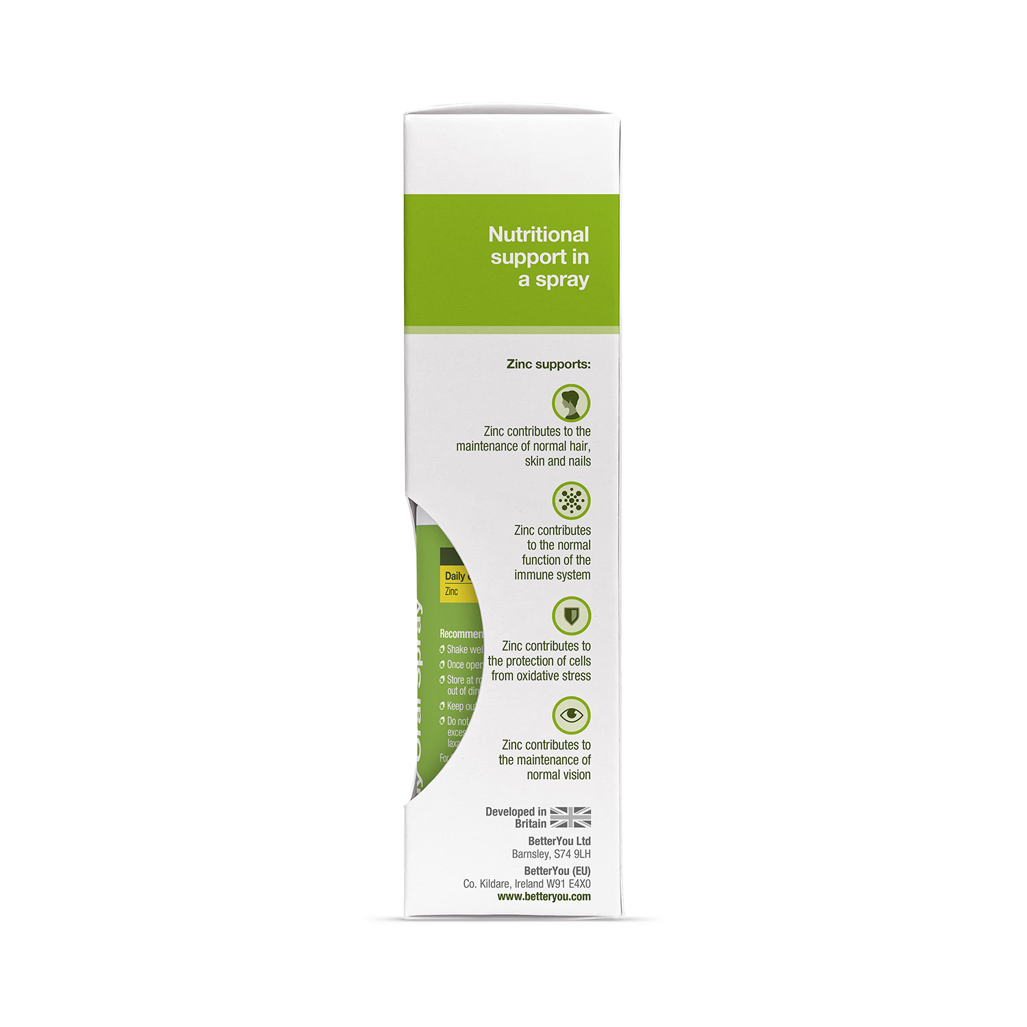 BetterYou Zinc Daily Oral Spray Lemon Lime 50 ml, imported from the UK