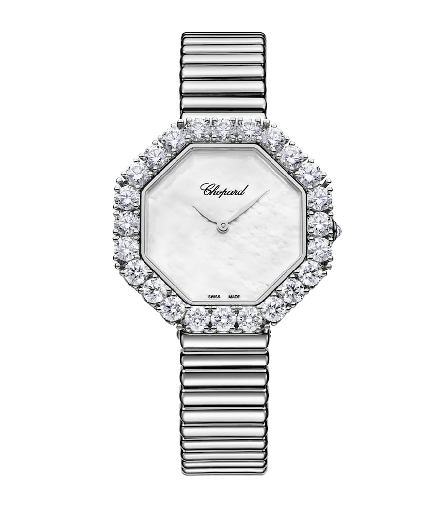 Chopard white gold diamond octagonal watch 32mm (British brand)
