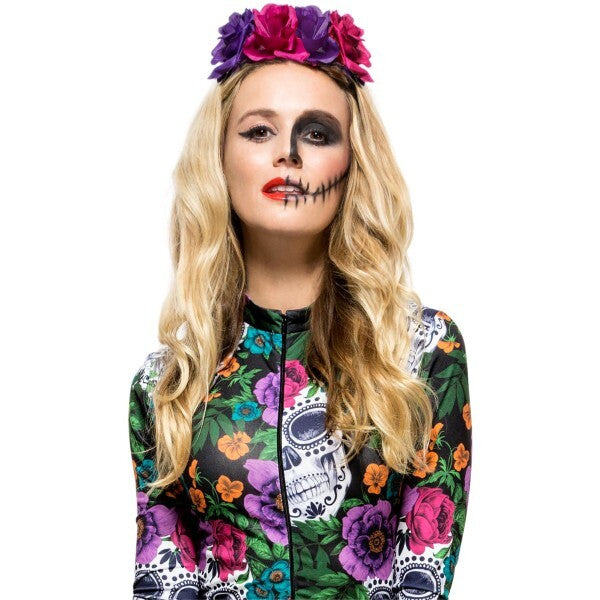 Smiffys Day of the Dead Rose Headband multi-coloured - British product