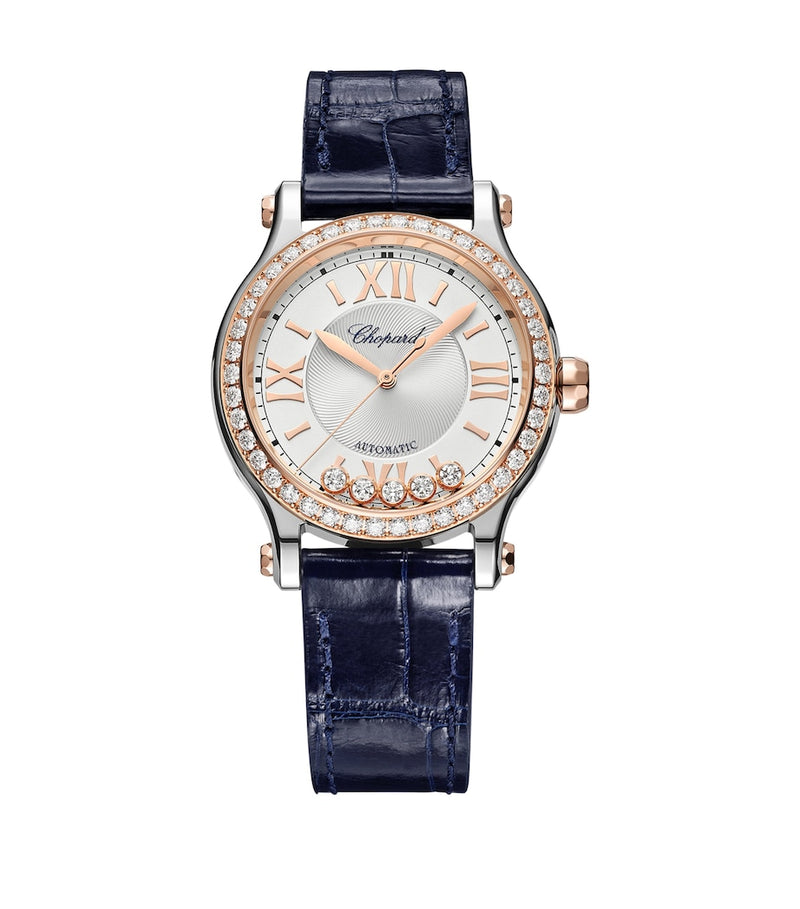 Chopard Happy Sport rose gold steel diamond watch 33mm (British brand)