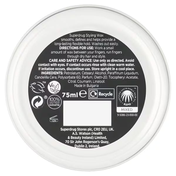 Superdrug Mens Hair Wax 75ml (British brand)