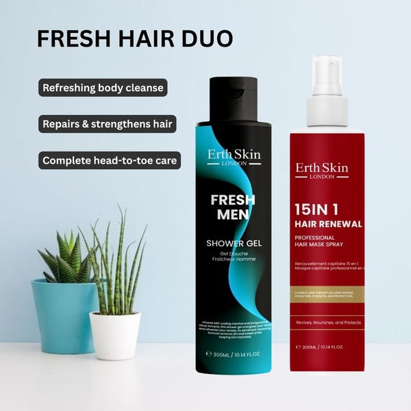 Erth Skin London Fresh Men grooming duo 2x300ml, imported from the UK