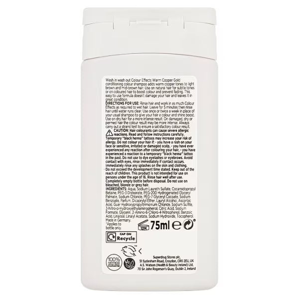 Superdrug Hair Toner Warm Copper Gold 75ml (British brand)