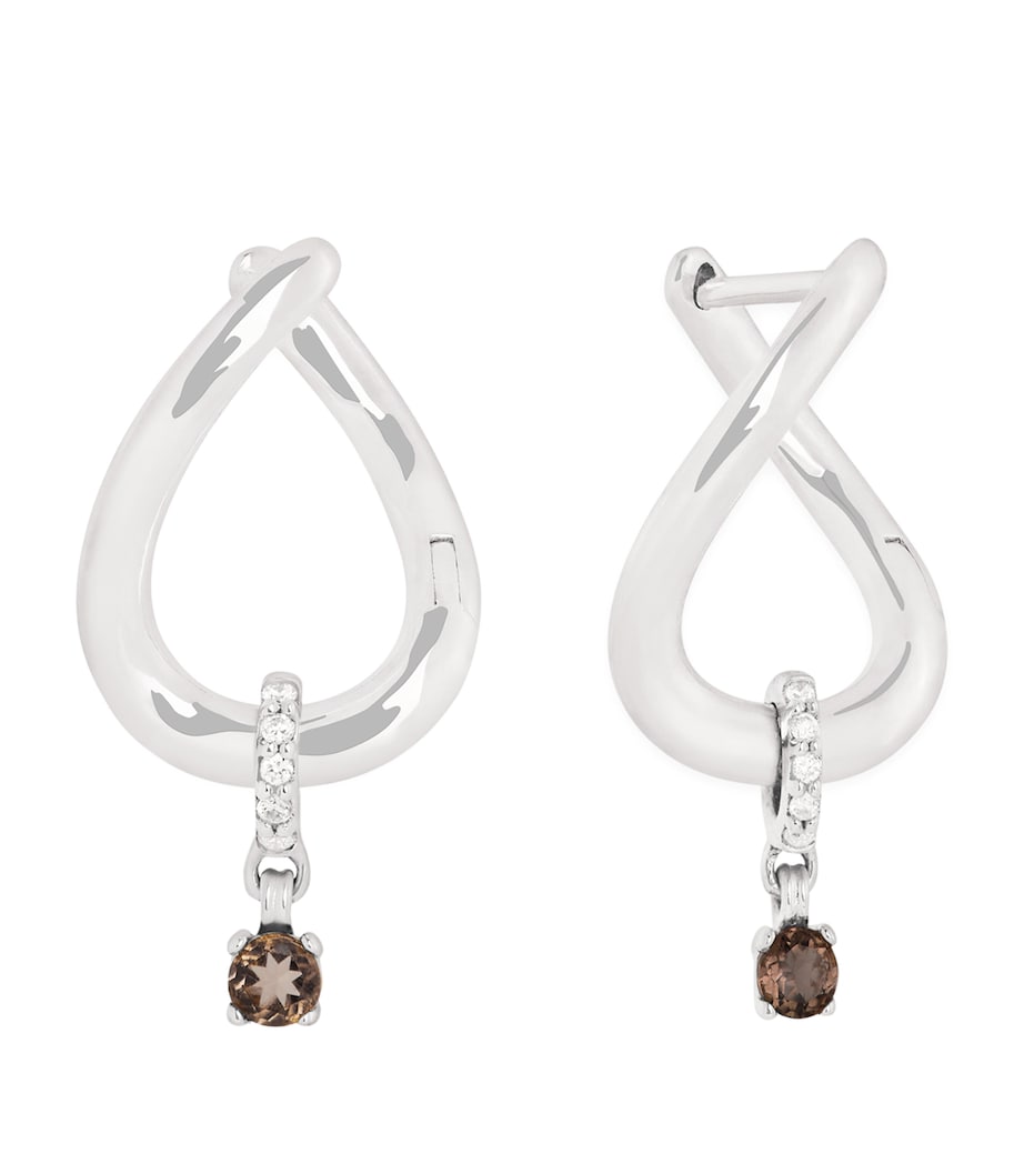 Astrid & Miyu white gold diamond quartz hoop earrings - British product