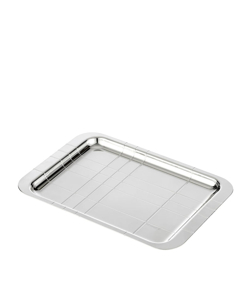 Christofle Graphik silver-plated tray 22cm x 16cm (British brand)