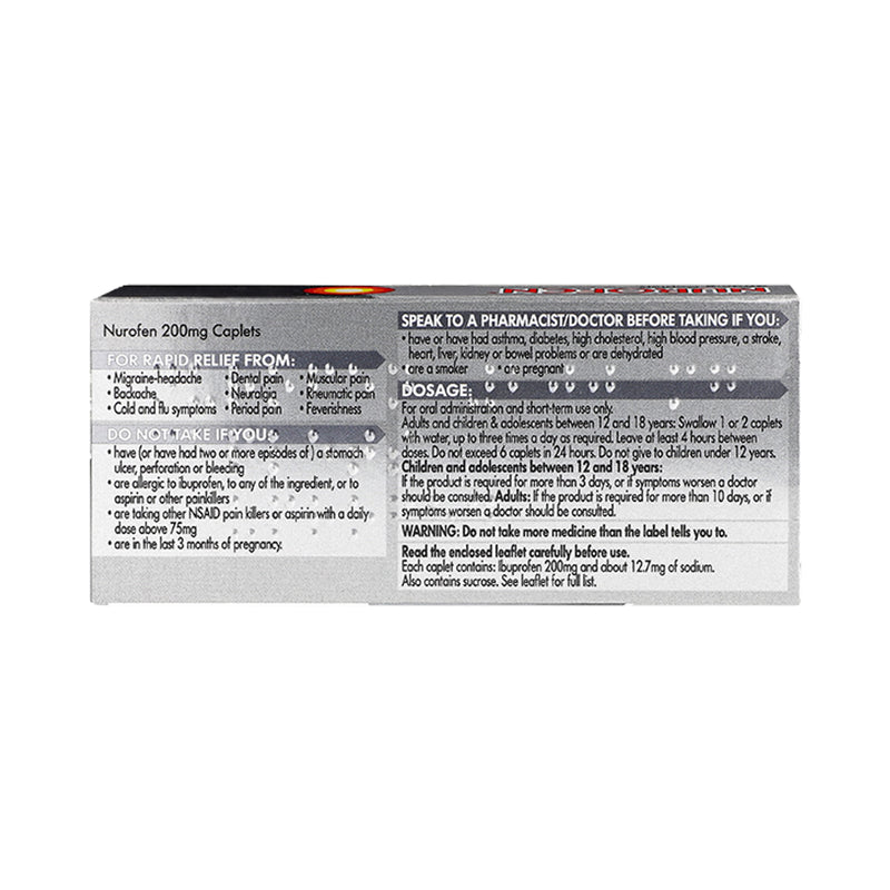 Nurofen 200mg ibuprofen caplets 16 pack, UK version