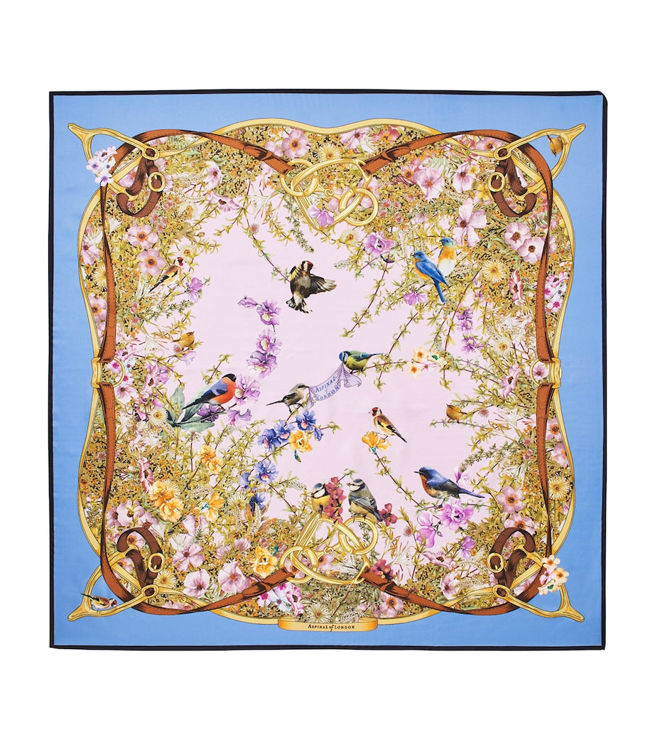 Aspinal of London silk scarf Edwardian garden 140x140cm, imported from the UK