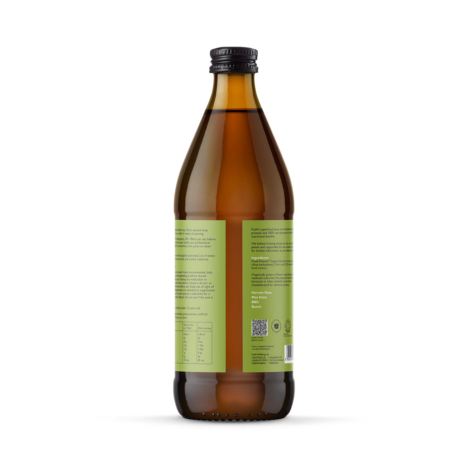 Fushi organic aloe vera juice 1L, UK version