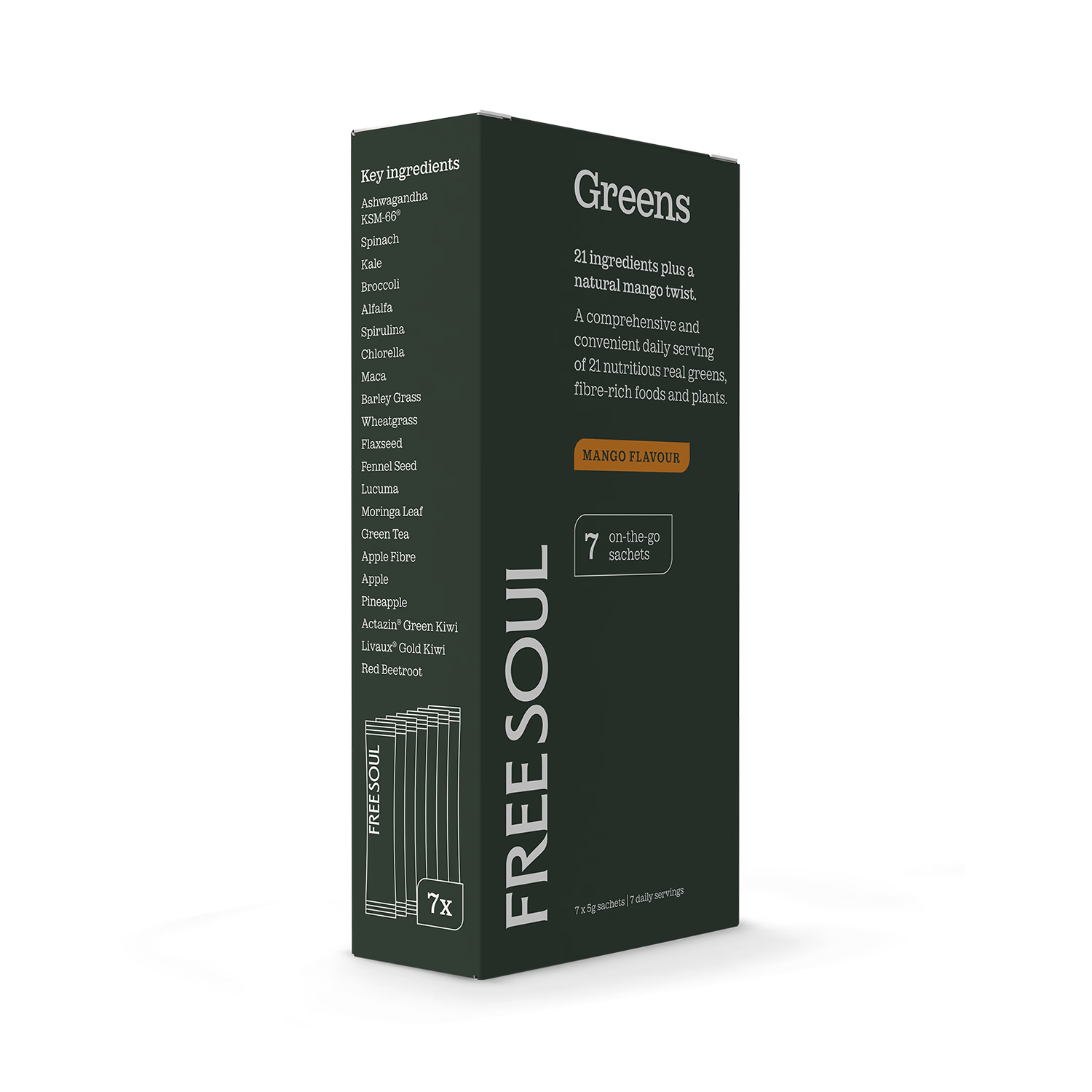 Free Soul Mango greens superfood blend 7 sachets (British brand)