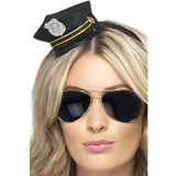 Smiffys mini cop hat with badge and rope, imported from the UK