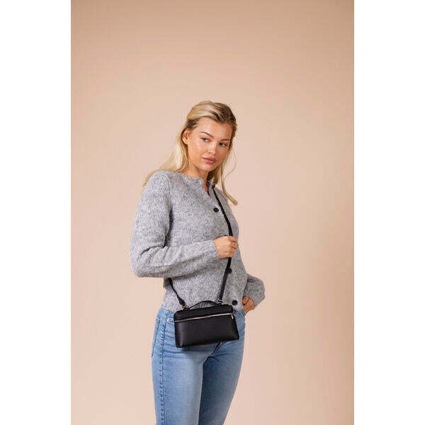 SVNX crossbody satchel in black faux leather (British brand)