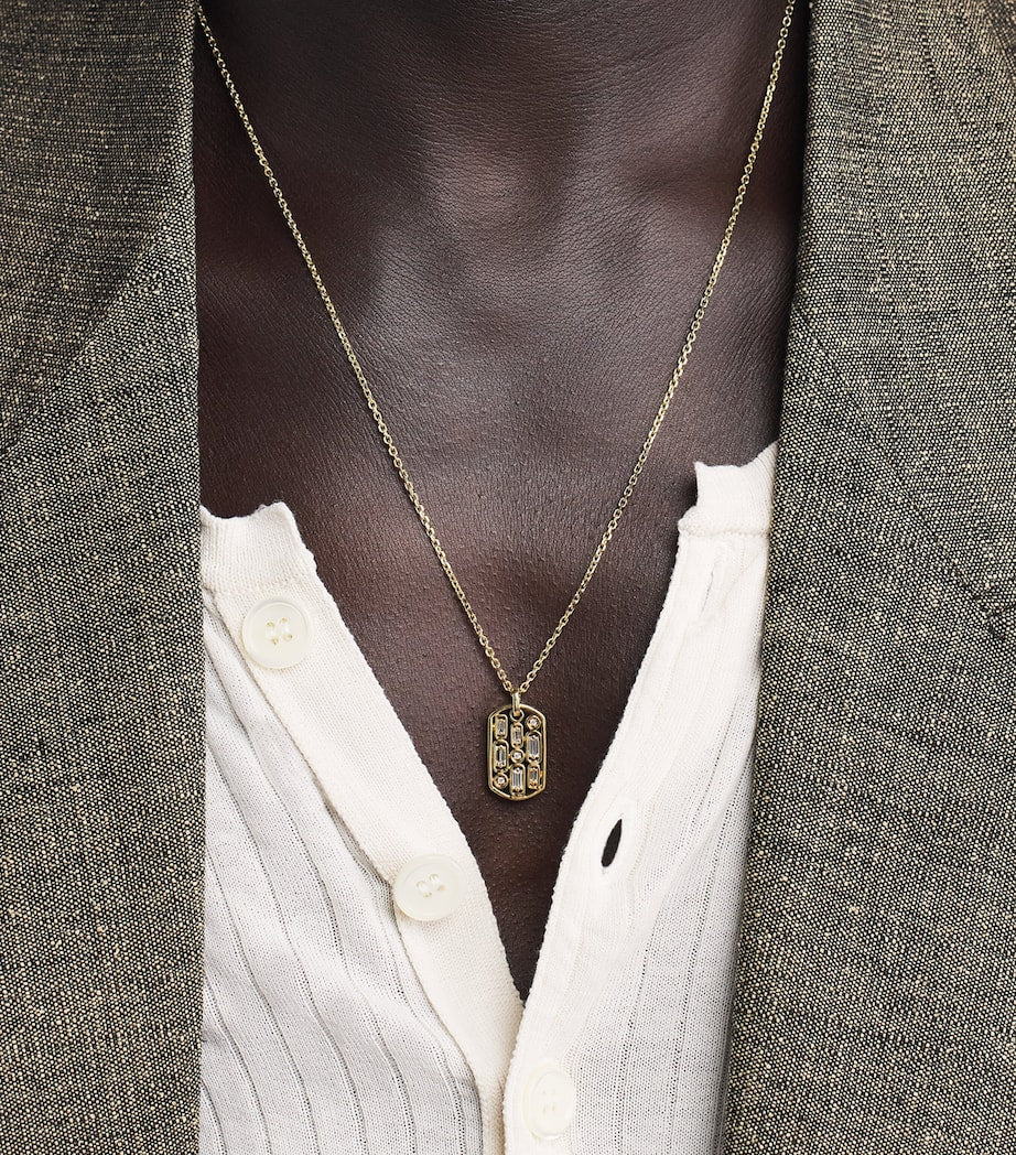 Suzanne Kalan yellow gold diamond dog tag pendant necklace, UK version