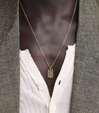 Suzanne Kalan yellow gold diamond dog tag pendant necklace, UK version