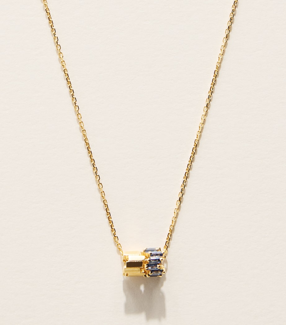 Suzanne Kalan yellow gold blue sapphire pendant necklace, imported from the UK