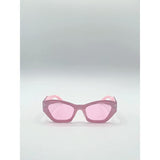 SVNX Angular Framed Sunglasses in pink, imported from the UK