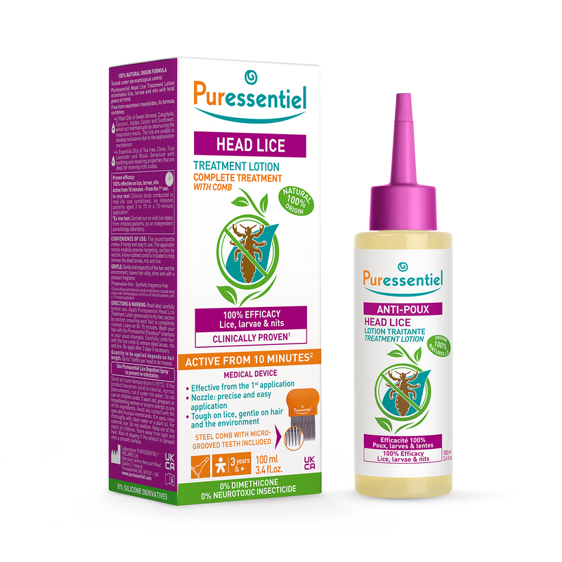 Puressentiel head lice treatment lotion with comb, imported from the UK